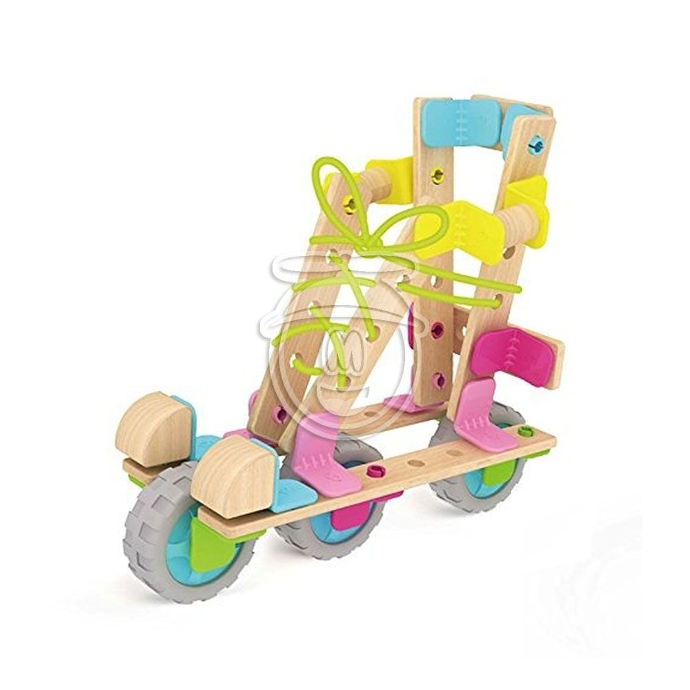 Дървен конструктор в бонбонени цветове