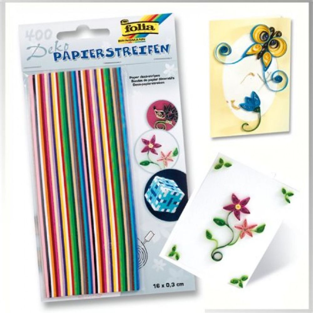 Folia Bringmann, Комплект ленти за квилинг, 400 бр., 12 цвята