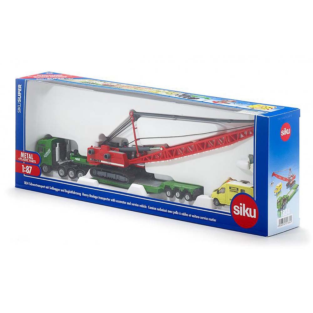 Тежкотоварен транспортьор с кабелен багер и микробус