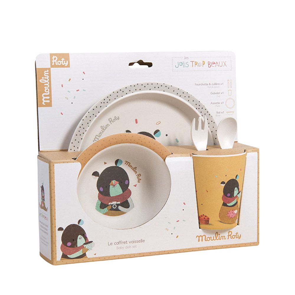 Комплект за хранене от бамбук, Мечо