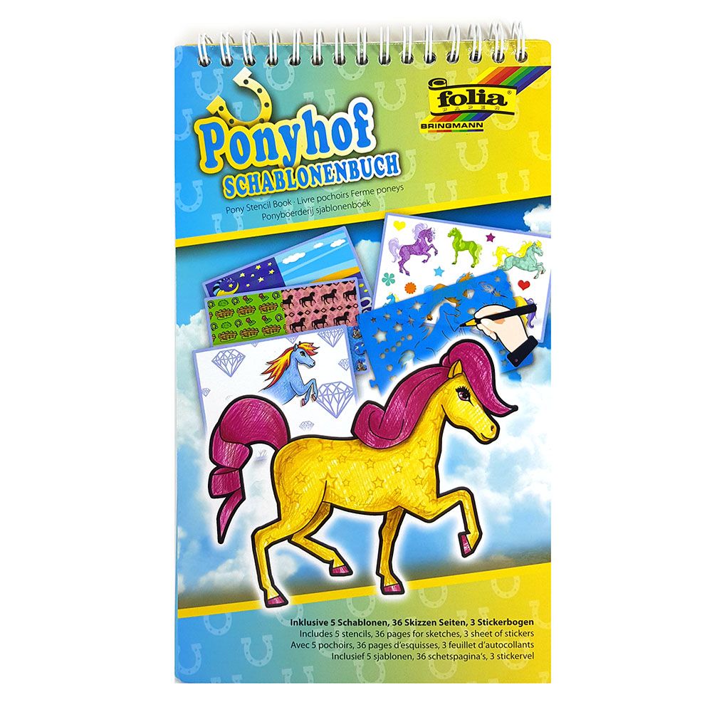 Книжка за рисуване със стикери и шаблони, Пони