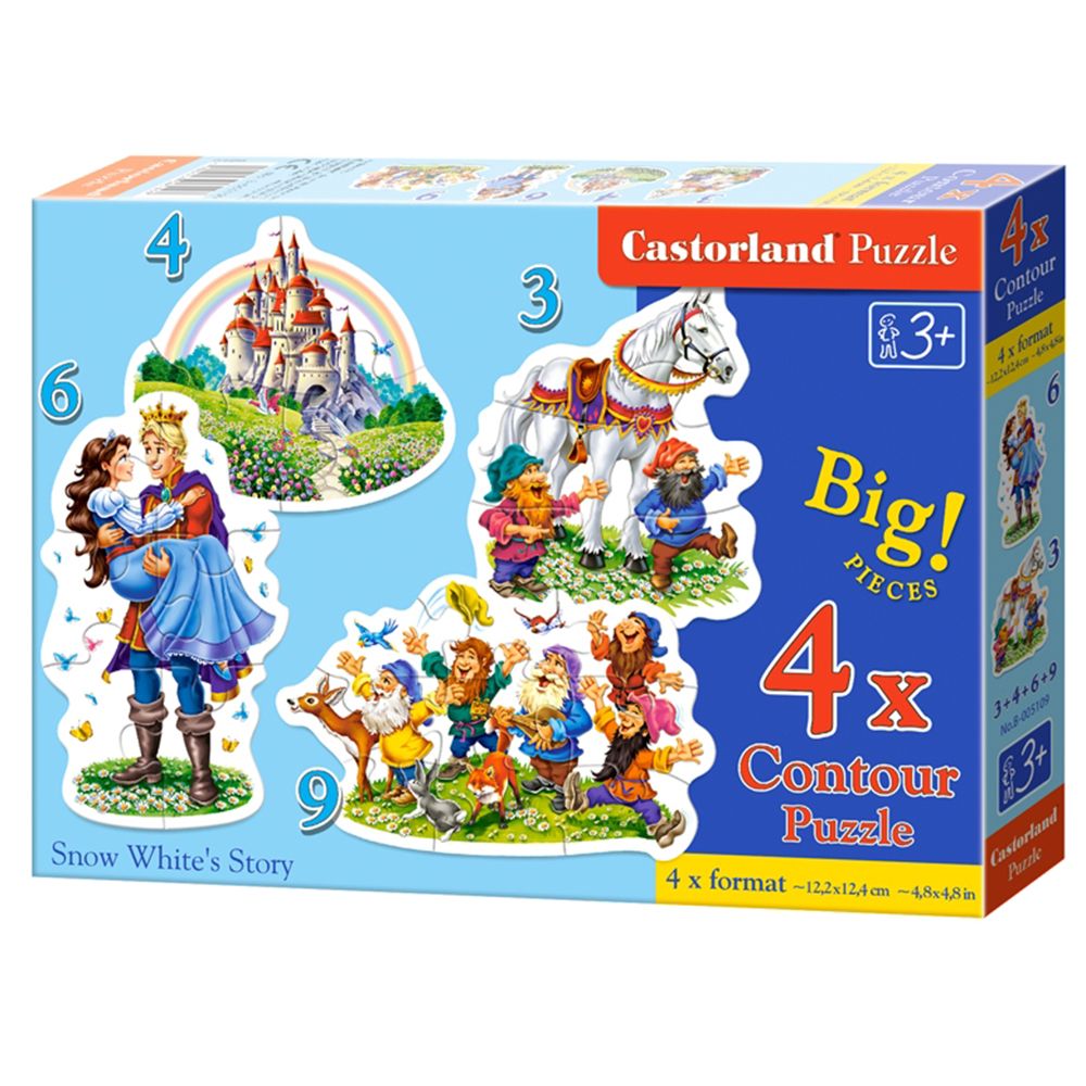 Castorland, Историята на Снежанка, пъзел с 3, 4, 6 и 9 елемента