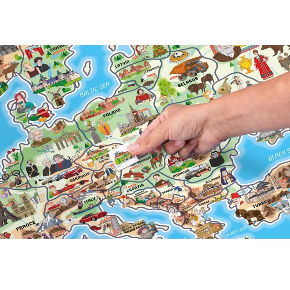 Европа - магнитна карта, пъзел и игра, 3 в 1