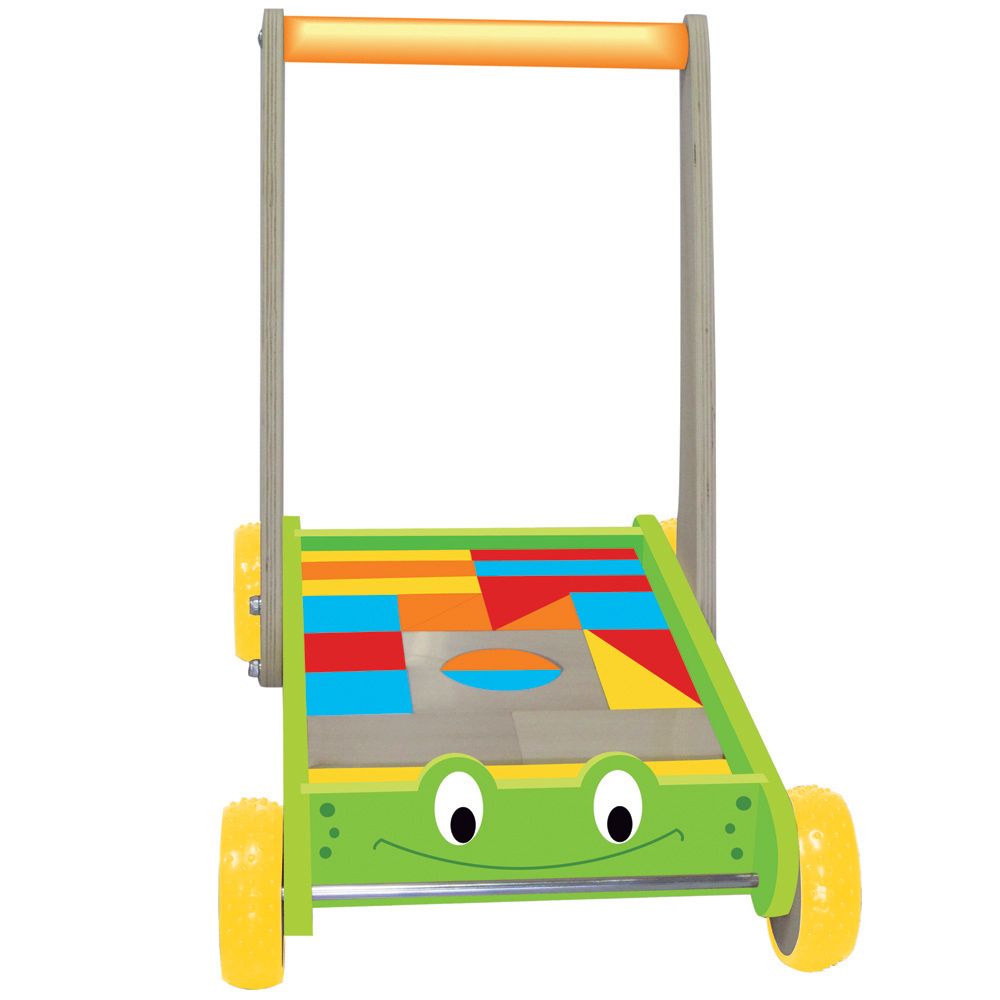 Дървена количка с конструктор за прохождане, Жаба