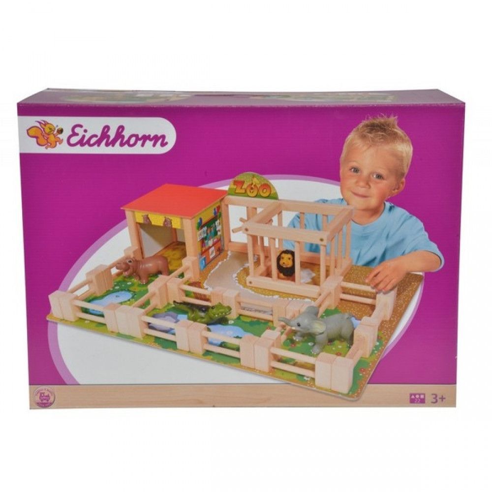 Дървен зоопарк със животни, 22 части