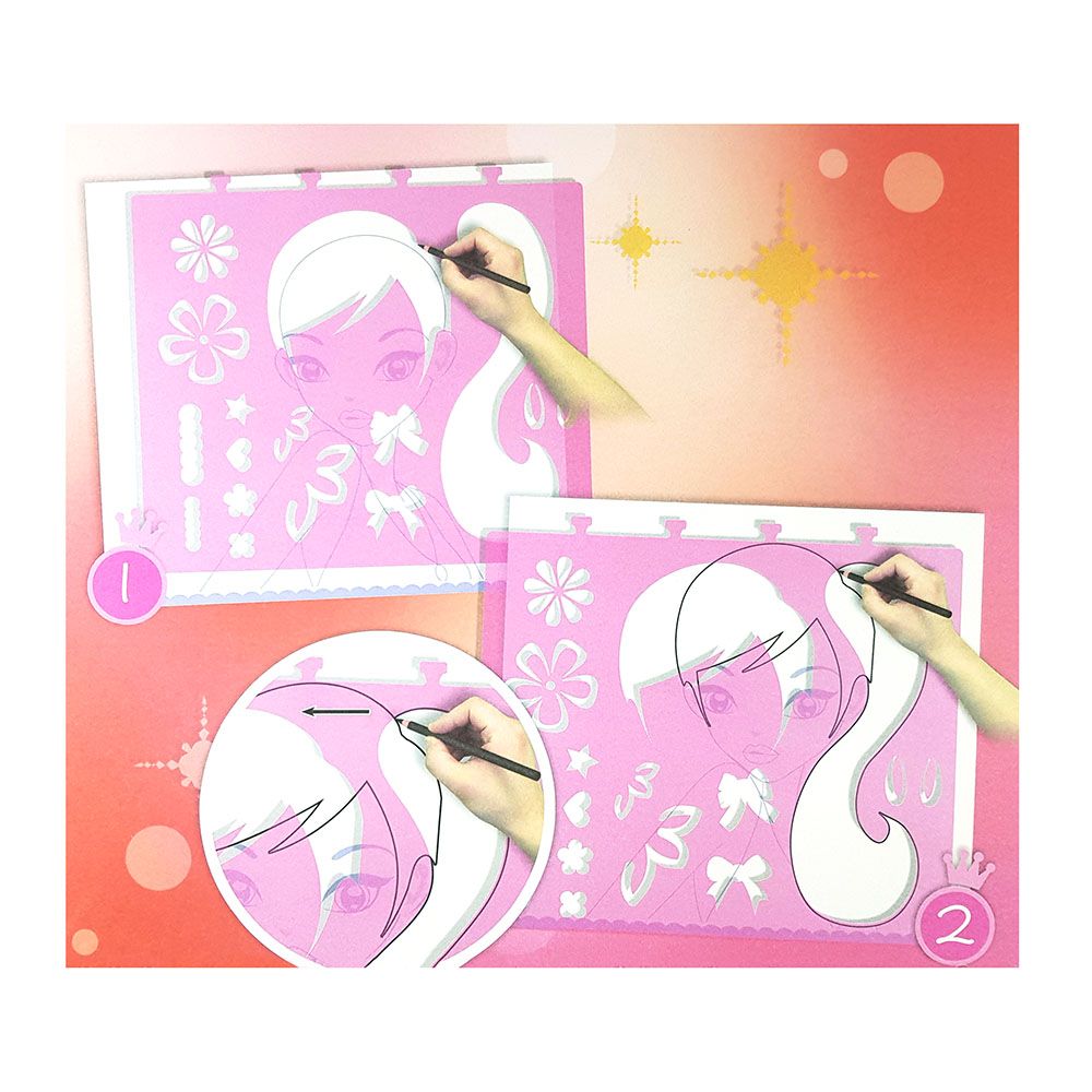 Книжка за рисуване със стикери и шаблони, Гримове и прически