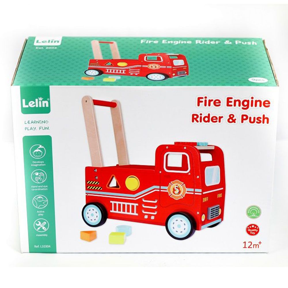 Бебешка проходилка и количка за бутане с крачета, Пожарна, 2 в 1