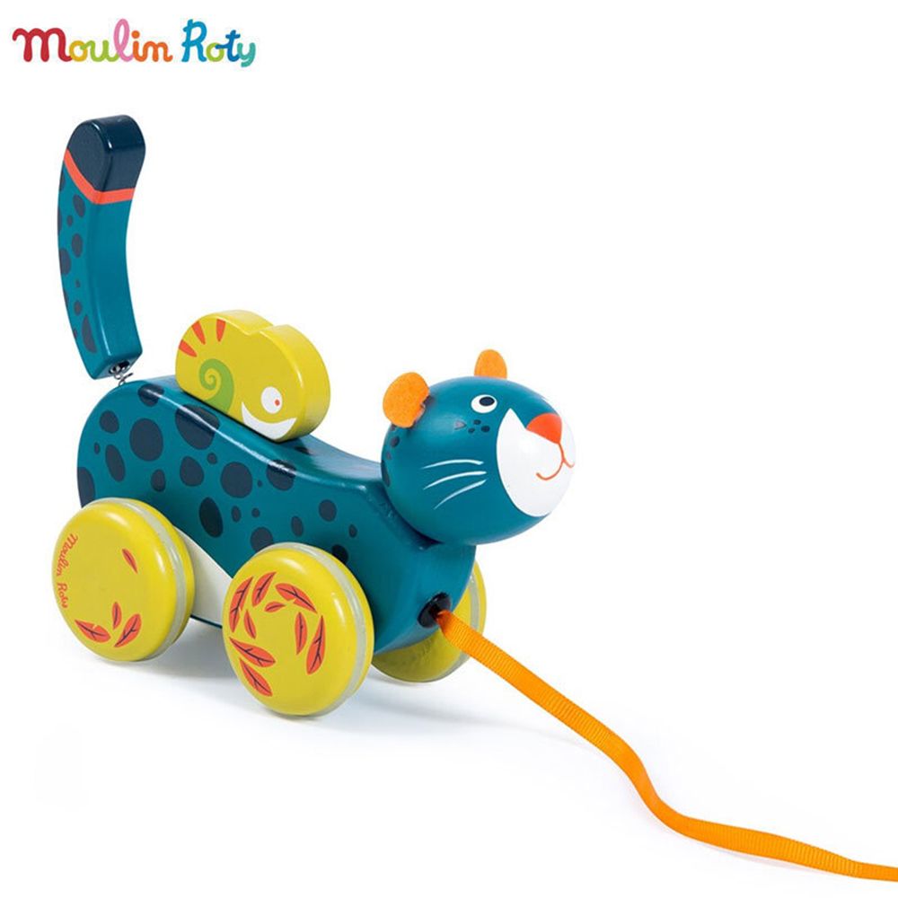 Moulin Roty, Дървена играчка за дърпане, Пантерата Зимба