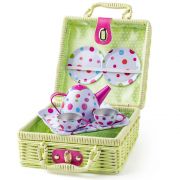 Куфарче за пикник с чаен метален сервиз