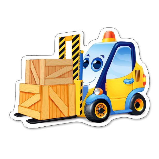 Весели строителни машини, пъзел с 3, 4, 6 и 9 чаcти