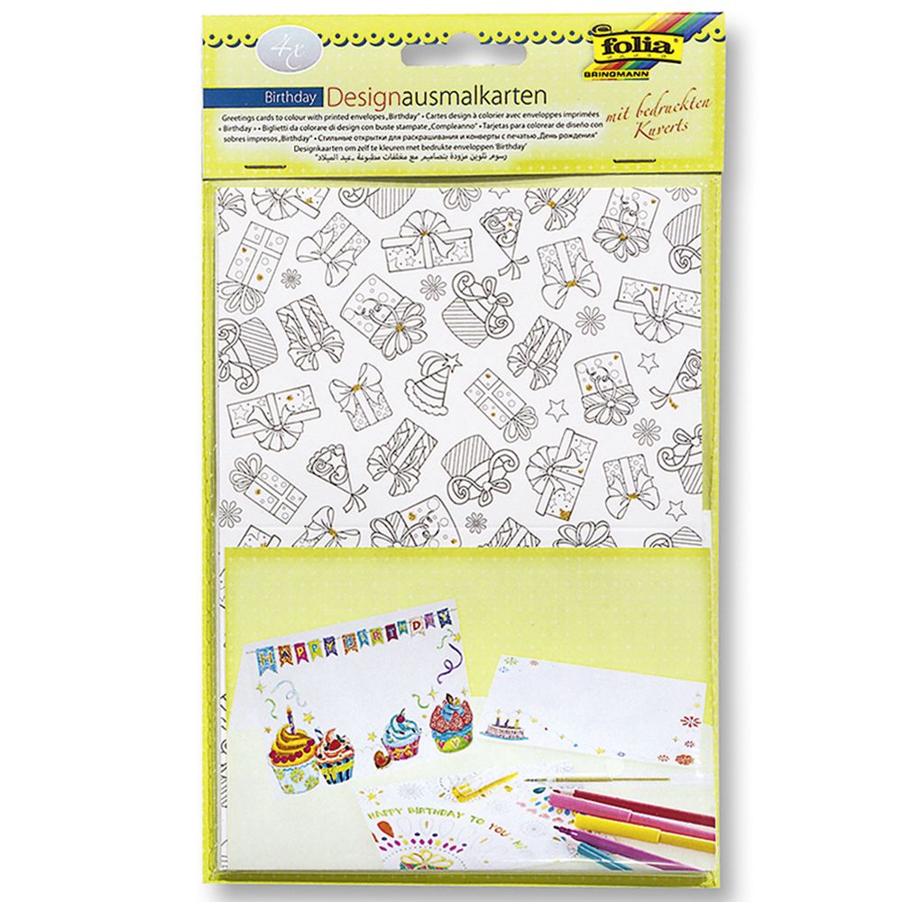 Folia Bringmann, Комплект за изработка на 3D картички 4 броя, Рожден ден