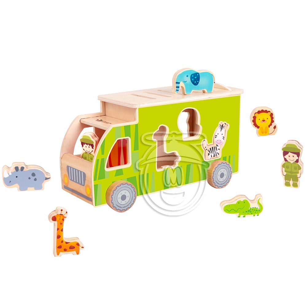 Classic world, Дървен камион сортер, Животни, зелен
