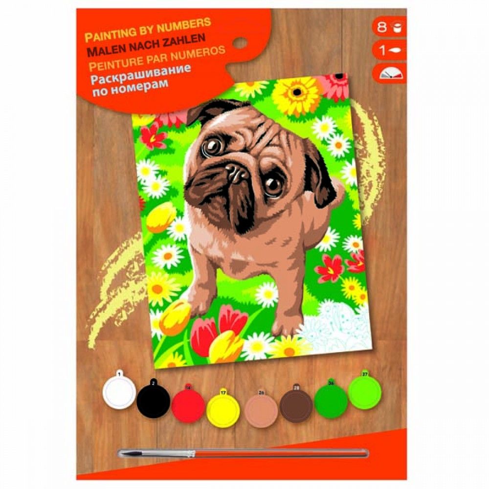 KSG crafts, Рисуване по номера с акрилни бои, Мопс