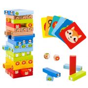 Дървена цветна дженга със зарче, Животни