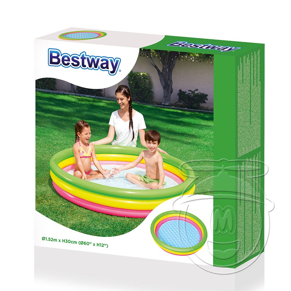 Надуваем басейн на 3 нива, разноцветен