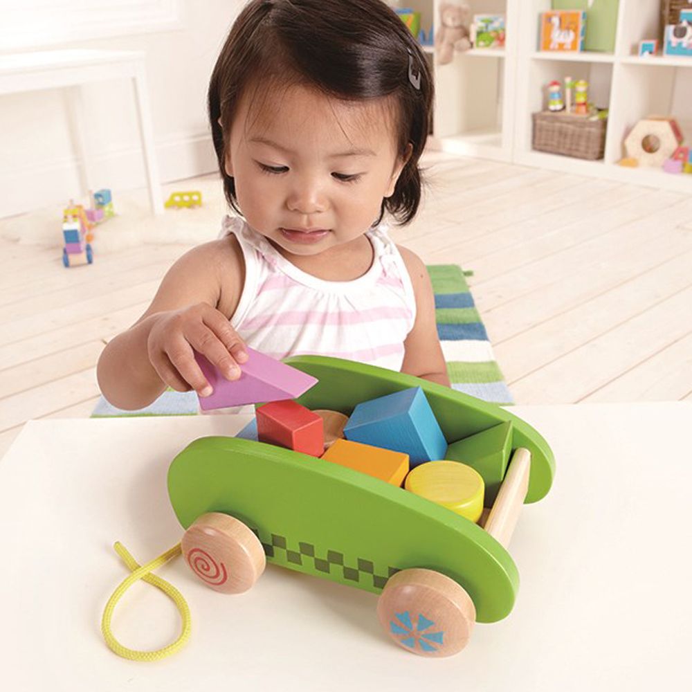 Дървен конструктор с количка