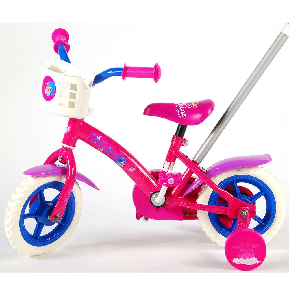 Велосипед с родителски контрол и помощни колела, Shimmer & Shine, 10 инча