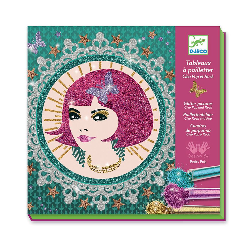 Djeco, Комплект за рисуване с брокат, Cleo Pop and Rock
