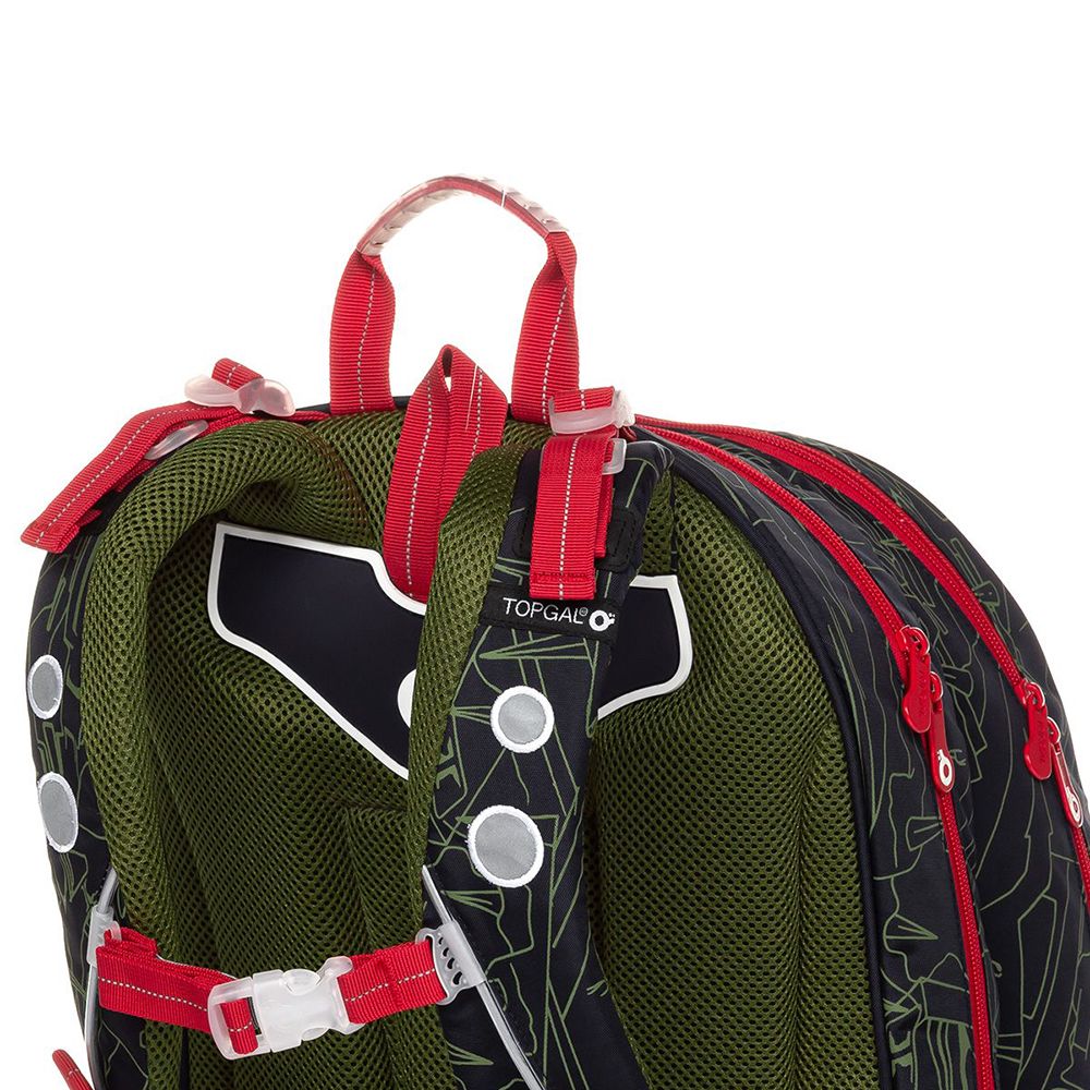 Анатомична ученическа раница, Драскано зелена