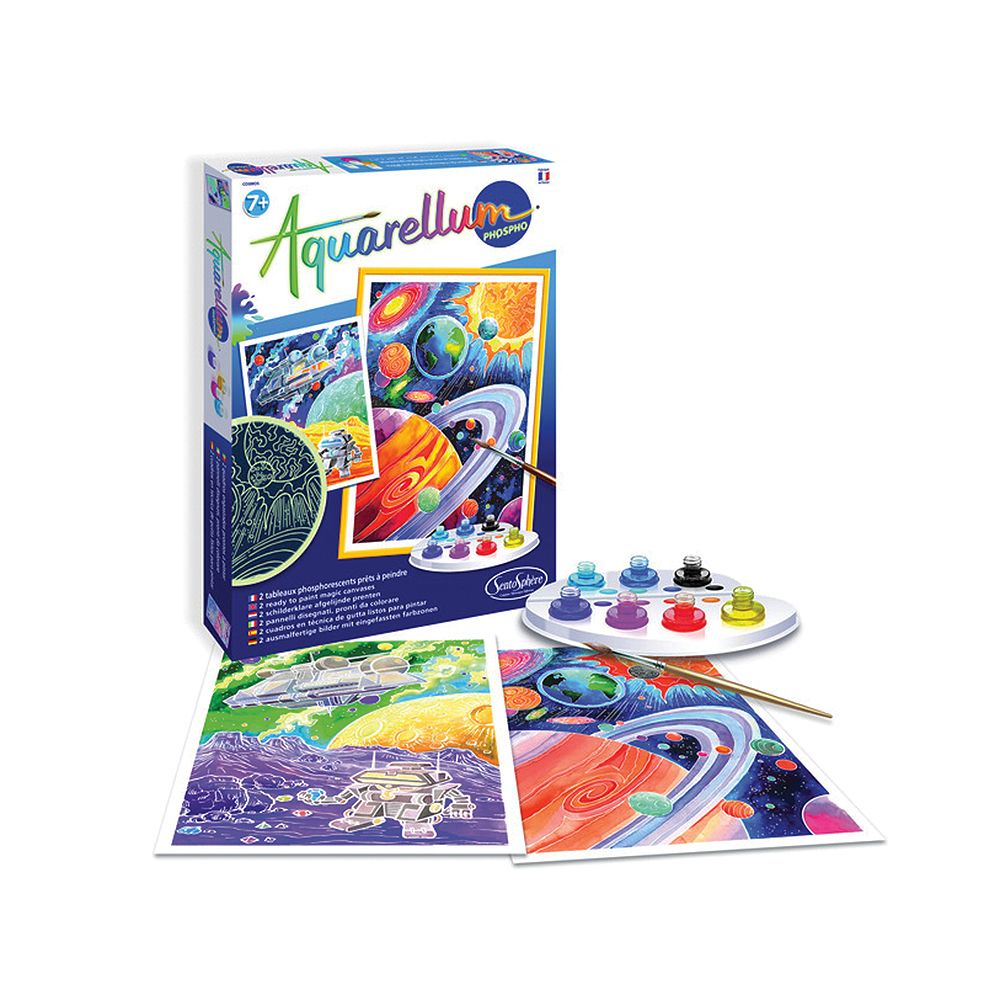 SentoSphere, Aquarellum phospho, Светещ комплект за рисуване с акварелни бои, Космос