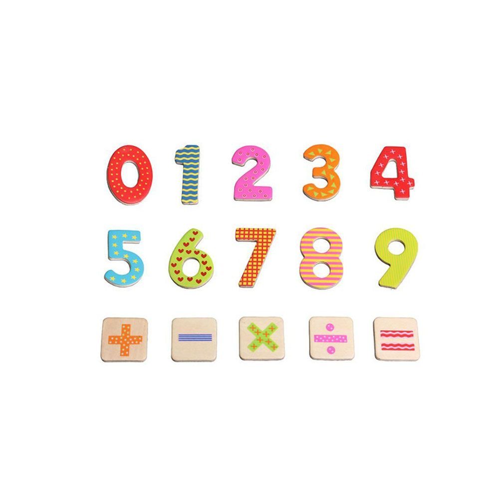 Дървени магнити, Цифри и знаци