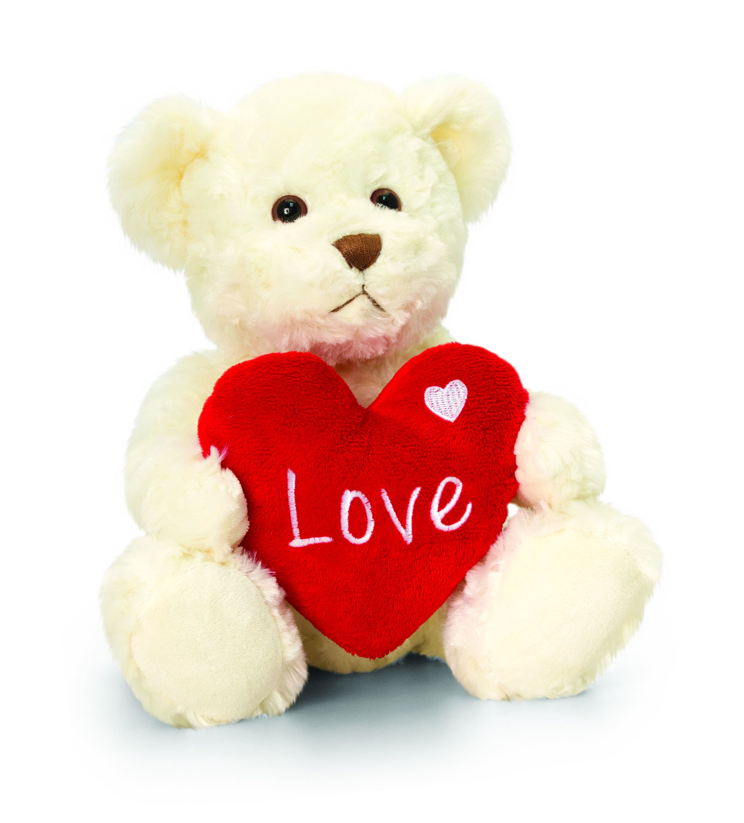 За влюбени, Мече Бакстър със сърце, бяло, 35 см, Keel Toys
