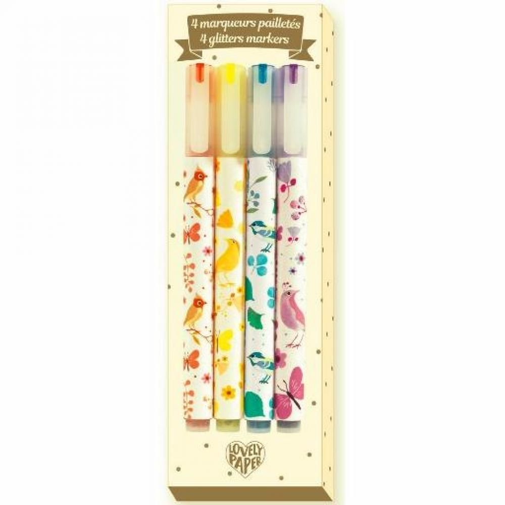 Djeco, Блестящи маркери в кутийка, 4 броя