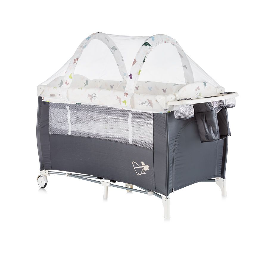 Детска кошара за спане и игра Бела, , графит