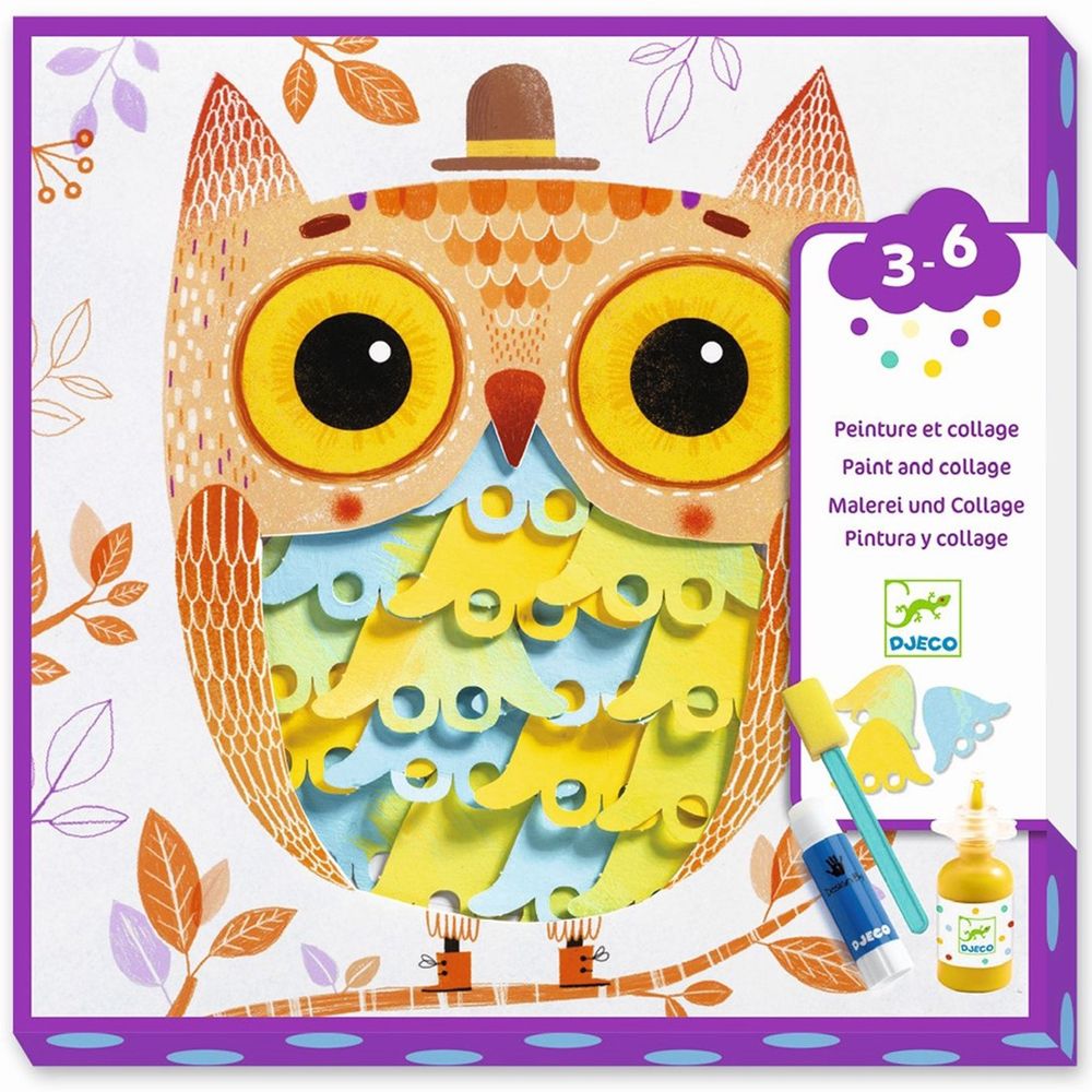 Djeco, Комплект за рисуване с гъба и бои, Животни