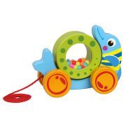 Дървена играчка за дърпане, Делфин с колело