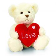 Мече Бакстър със сърце, бяло, 35 см