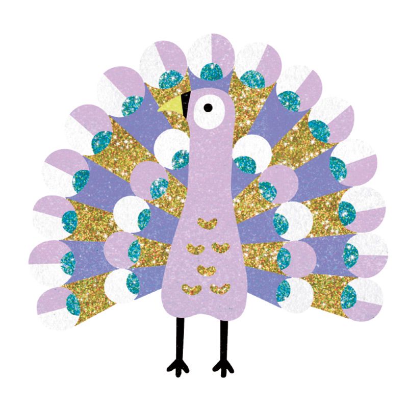 Творчески комплект за рисуване с цветен пясък и брокати, Пауни