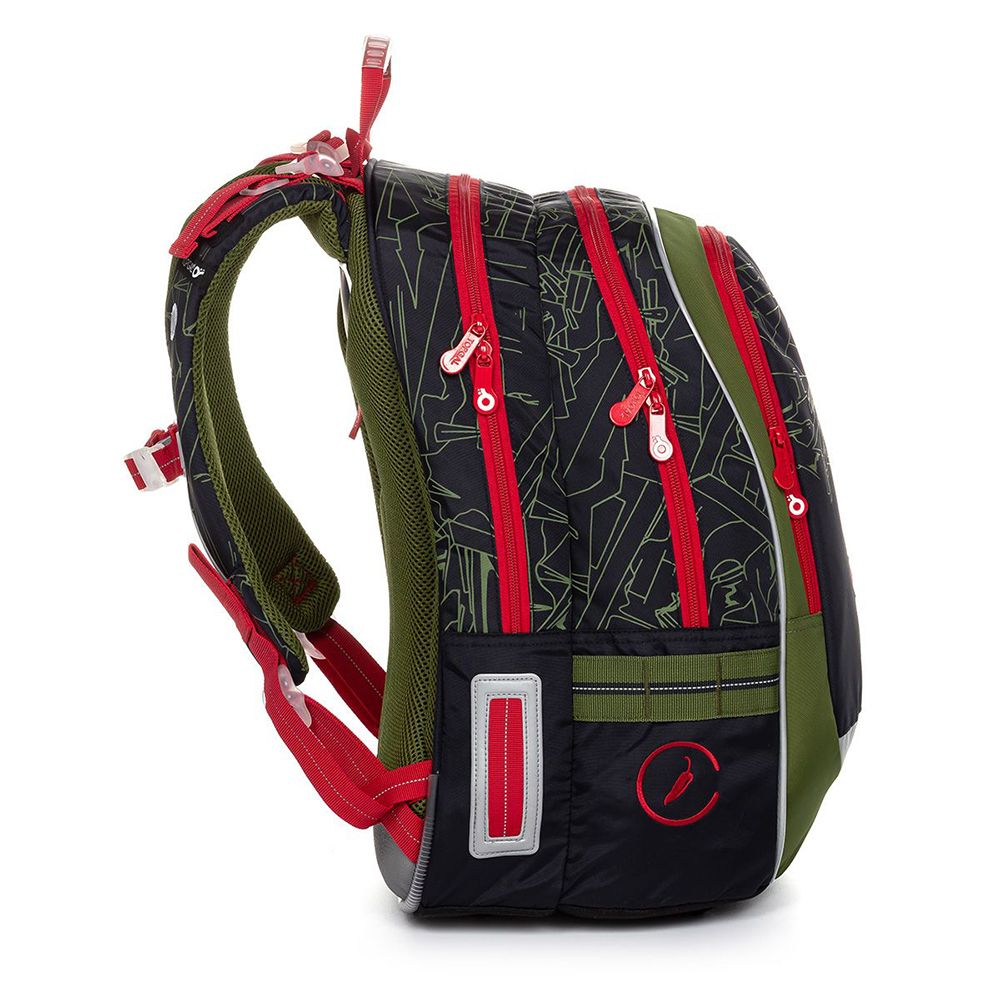 Анатомична ученическа раница, Драскано зелена