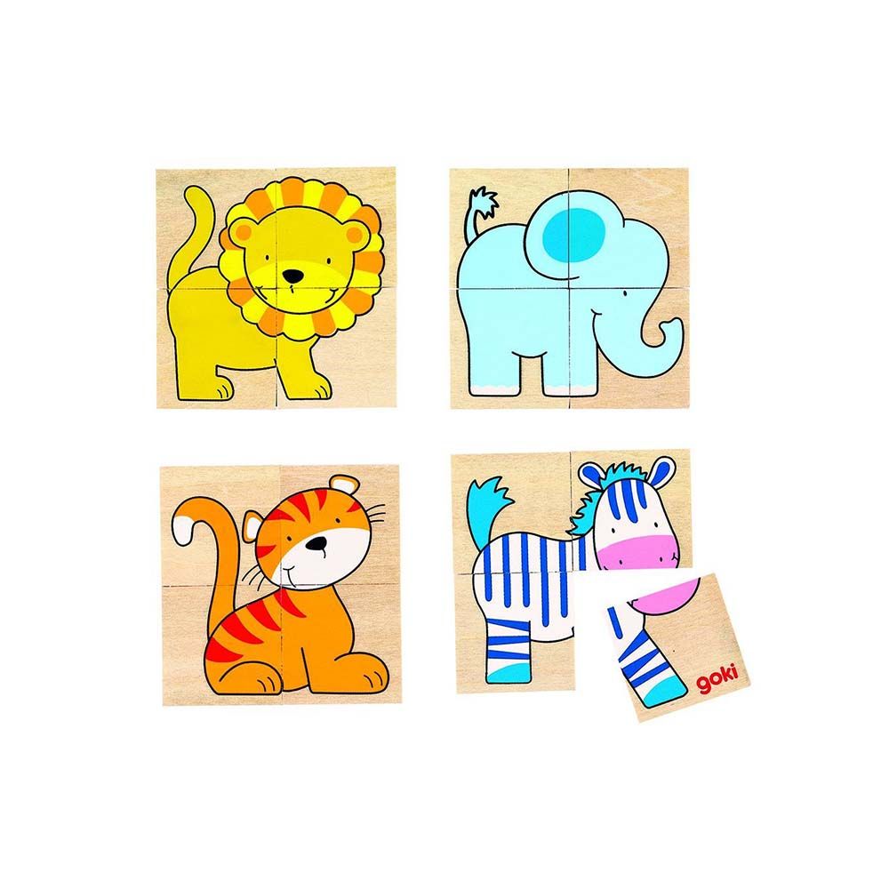 Goki, Комплект 5 мини пъзела и мемори игра, Животни