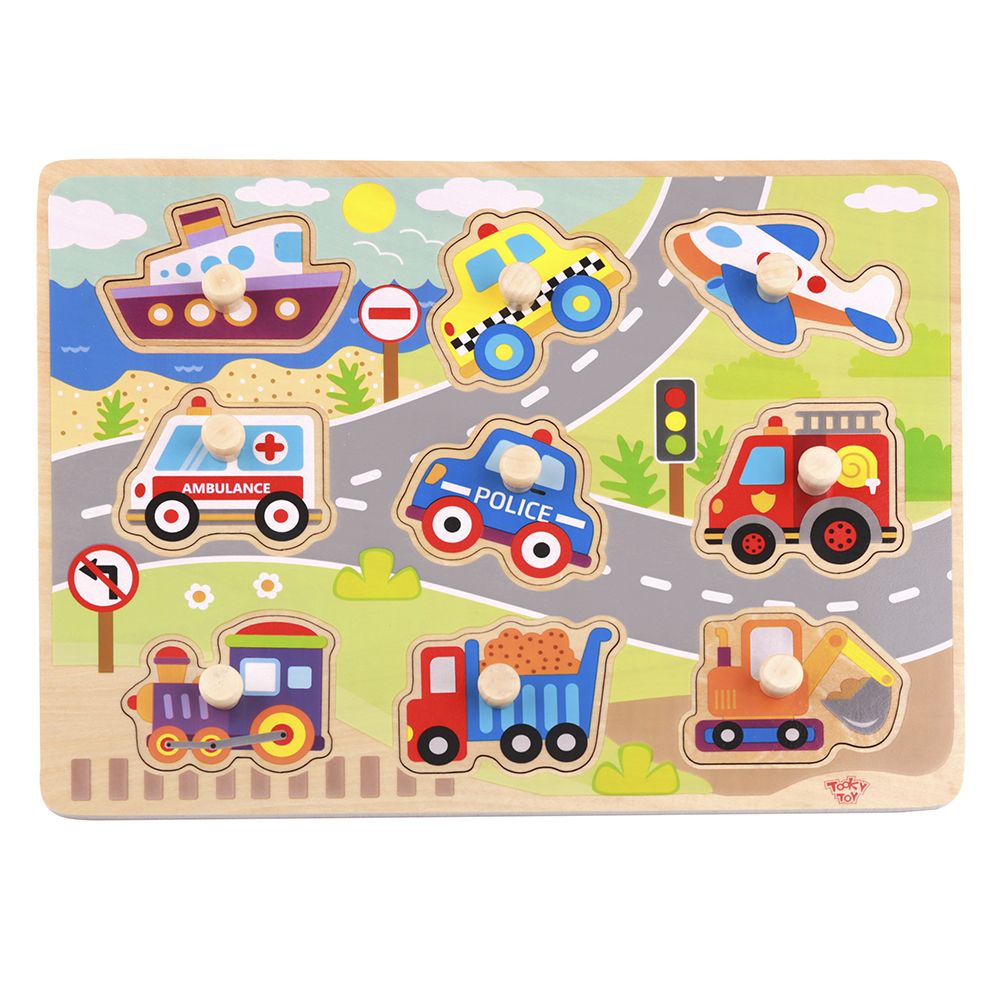 Tooky Toy, Дървен пъзел с дръжки, Превозни средства