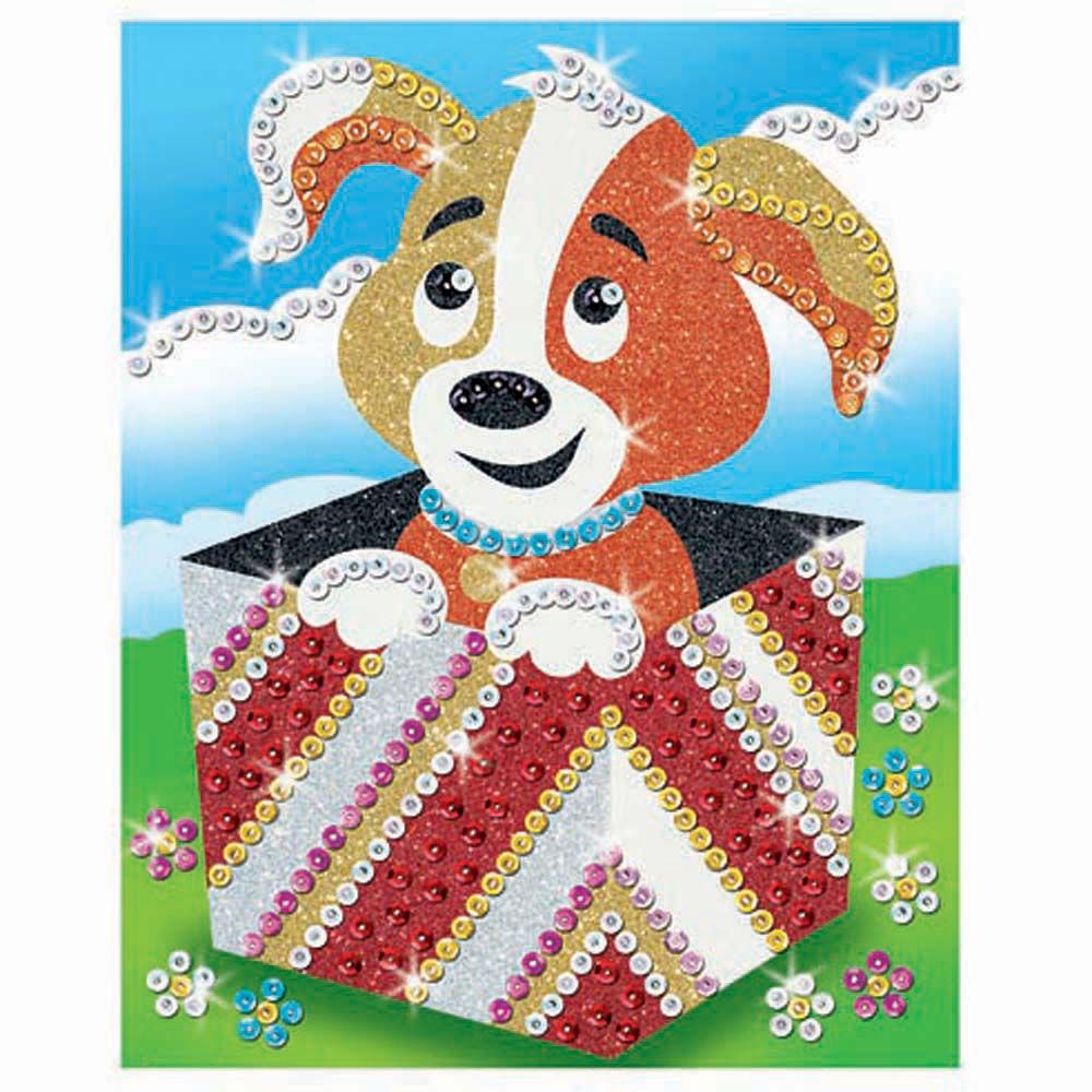 Изкуство с пайети и блестящ пясък, Куче