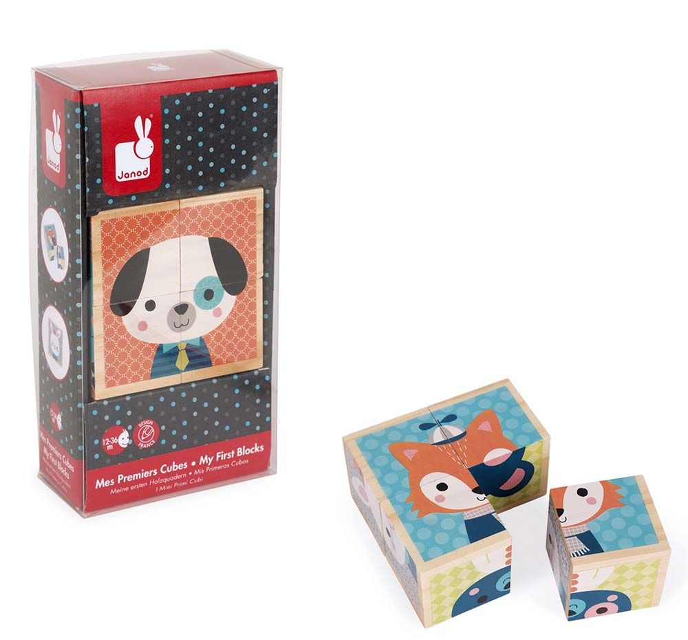 Janod, Дървени кубчета за най-малките, Животните в гората, 4 бр.