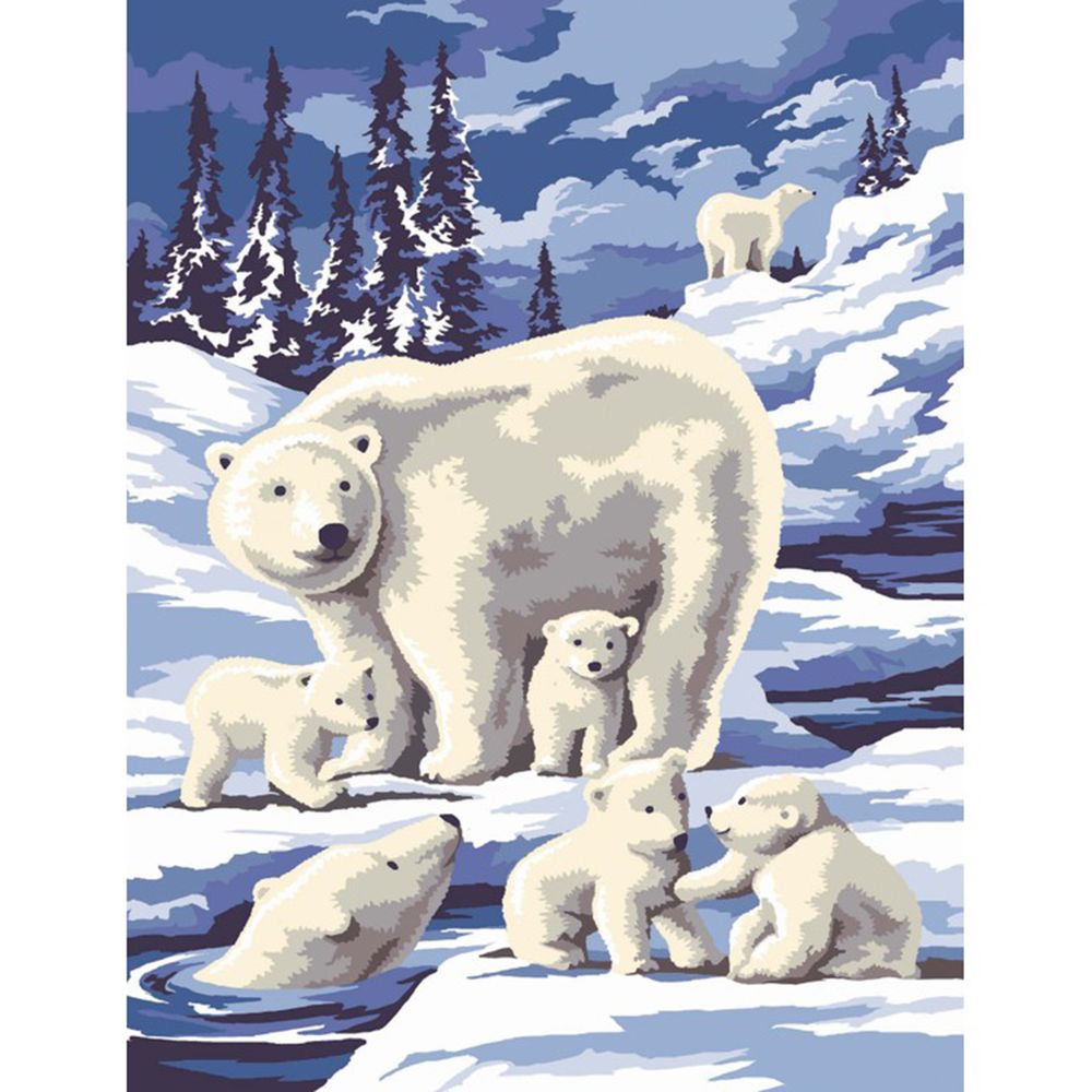 Рисуване по номера, две картини, Полярни мечки и Хъскита