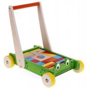 Дървена количка с конструктор за прохождане, Жаба