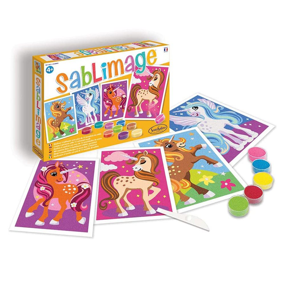 Kомплект за рисуване с цветен пясък, Еднорози