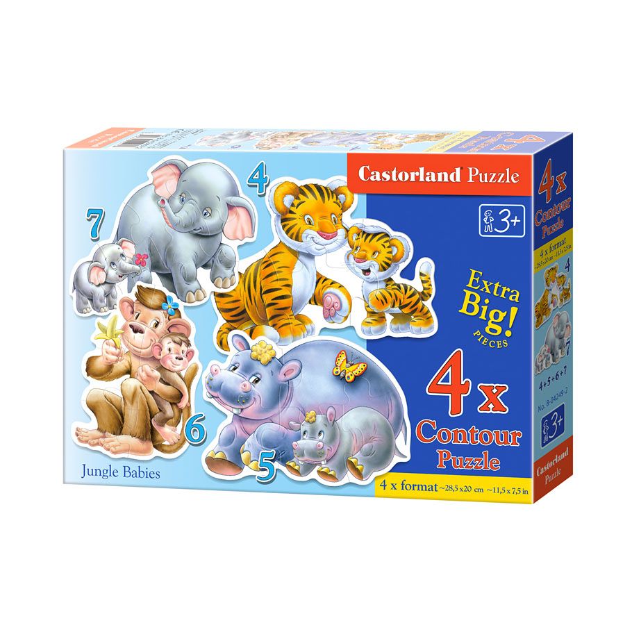 Животните и техните малки, пъзел с 4, 5, 6 и 7 части