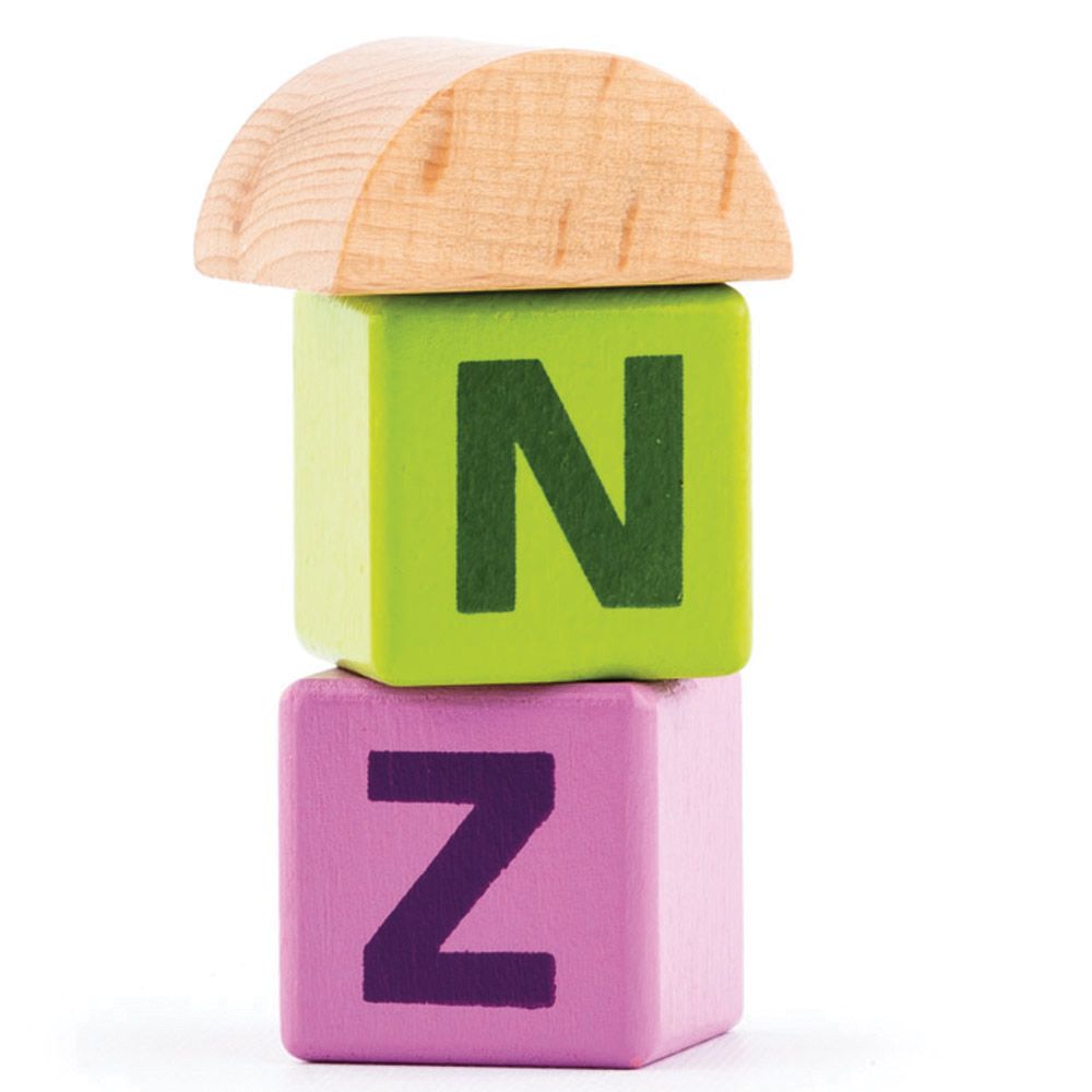 Дървен конструктор с цифри и букви