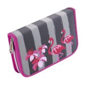 Ученически несесер с един цип, пълен, Фламинго