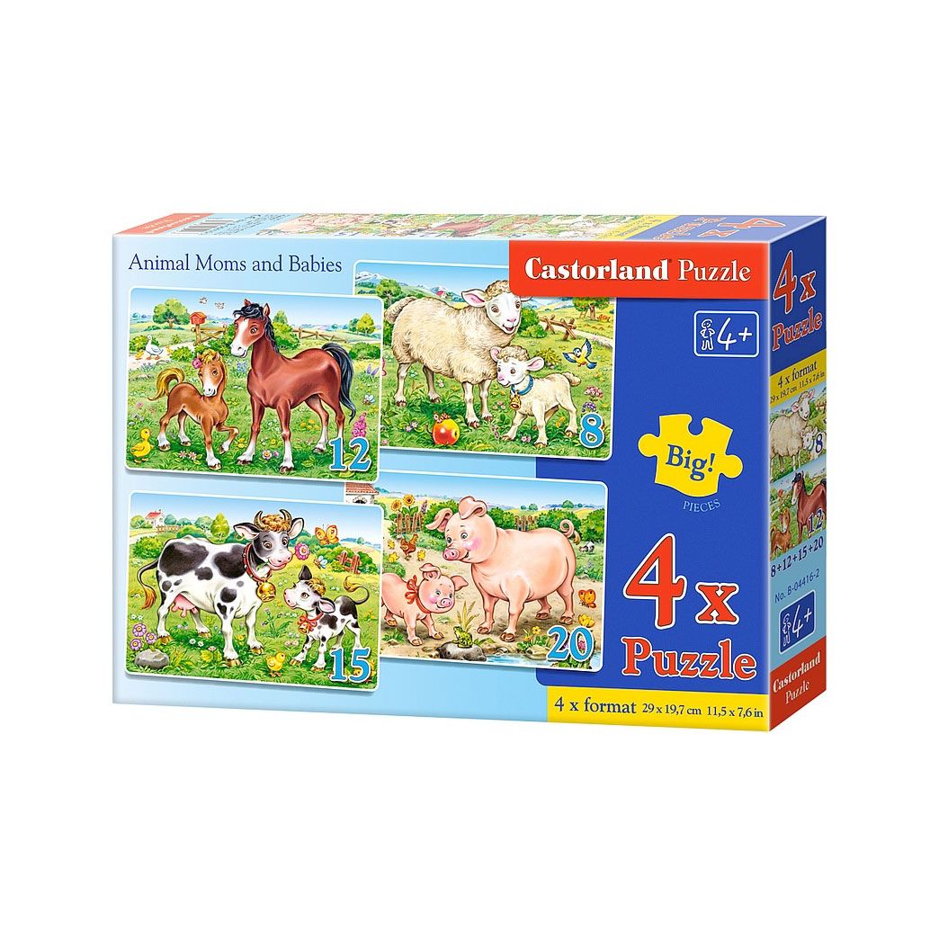 Castorland, Животните и техните малки, пъзел с 8, 12, 15 и 20 чаcти
