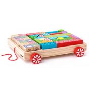 Дървен конструктор с количка