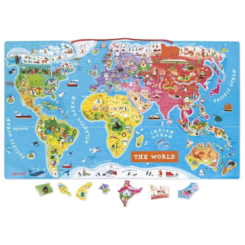Магнитна карта на света, пъзел с магнитни части