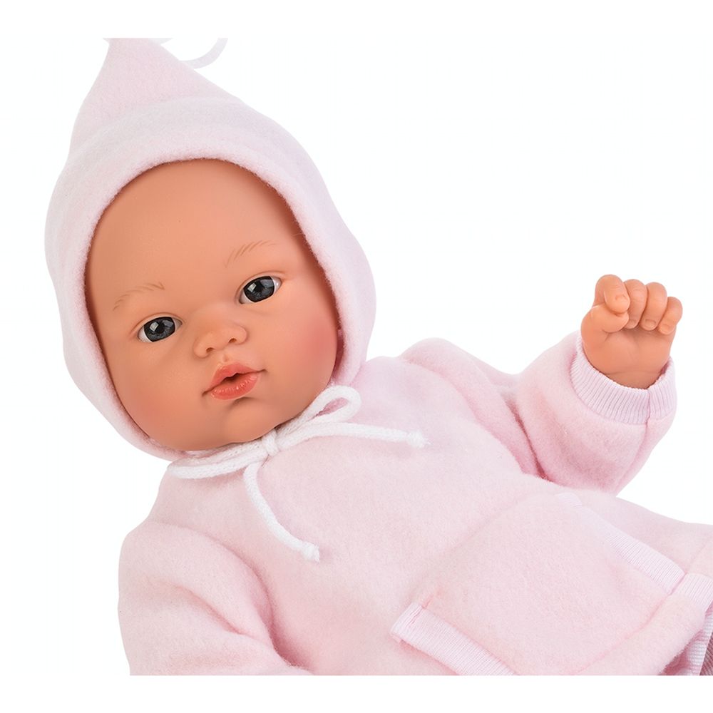 Кукла-бебе, Коке с розова палто и ританки на точки, 36 см