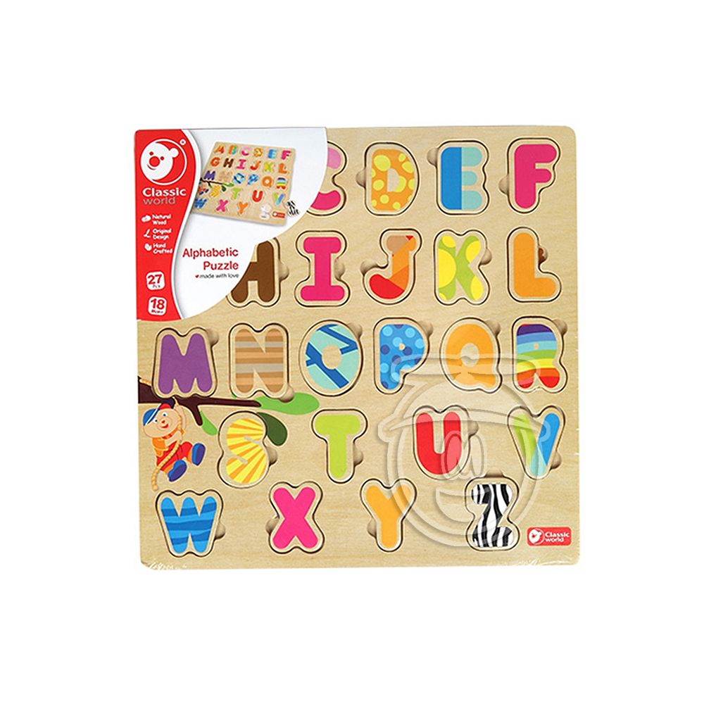 Дървен цветен пъзел, Английската азбука