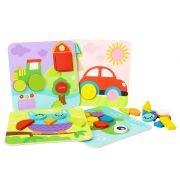 Дървена мозайка с цветове и форми, 4 в 1