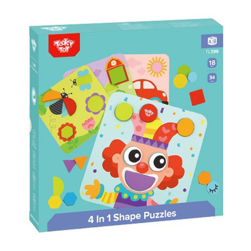 Дървена мозайка с цветове и форми, 4 в 1